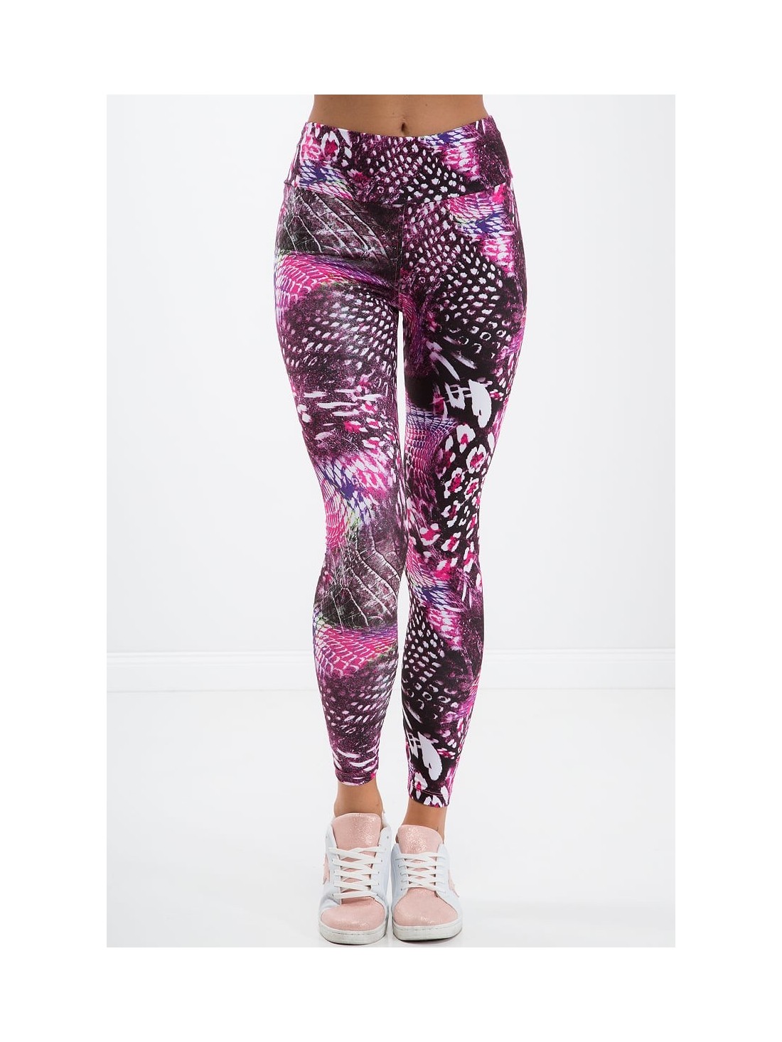 Amaranth sports leggings with patterns H1001 - Online store - Boutique